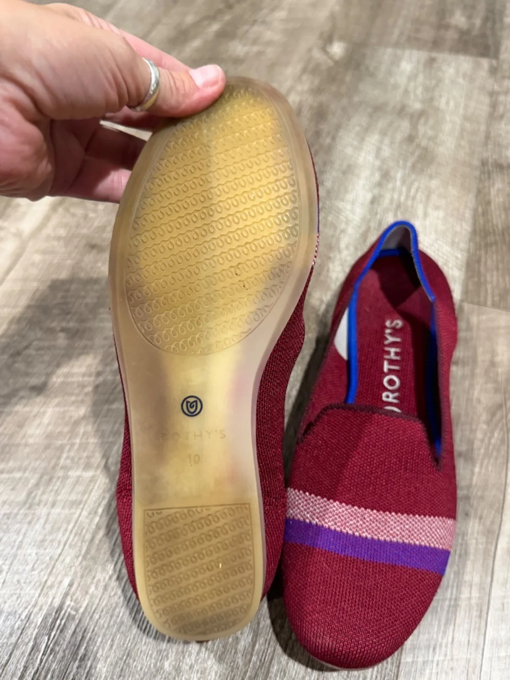 Rothy’s Garnet Reflective Stripe Loafers EUC Womens size 10